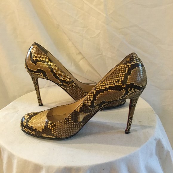 Christian Louboutin Round Toe Snakeskin Pumps - Picture 6 of 11